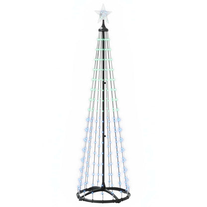 vidaXL LED Cone Christmas Tree 180 cm 250 LEDs Multicolour Steel White