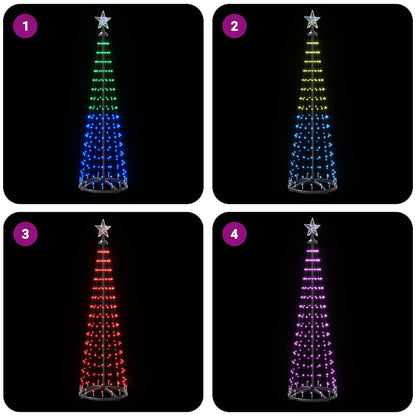 vidaXL LED Cone Christmas Tree 180 cm 250 LEDs Multicolour Steel White