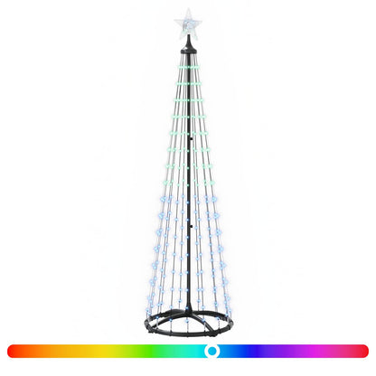 vidaXL LED Cone Christmas Tree 180 cm 250 LEDs Multicolour Steel White
