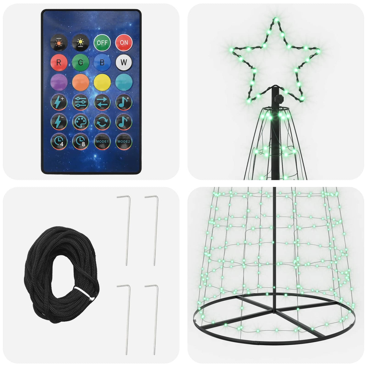 vidaXL LED Christmas Tree 300 cm 390 LEDs RGB Steel RGB