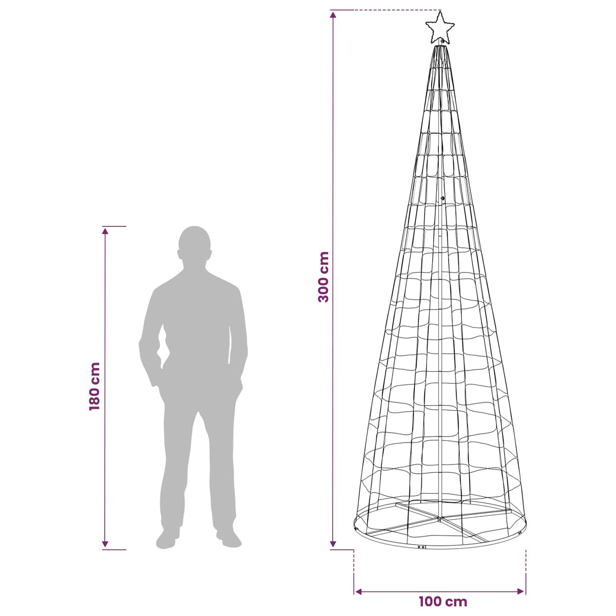 vidaXL LED Christmas Tree 300 cm 390 LEDs RGB Steel RGB