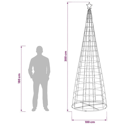 vidaXL LED Christmas Tree 300 cm 390 LEDs RGB Steel RGB