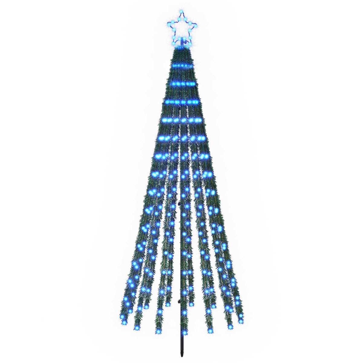 vidaXL LED Christmas Tree 180 cm 255 LEDs Blue Steel Black