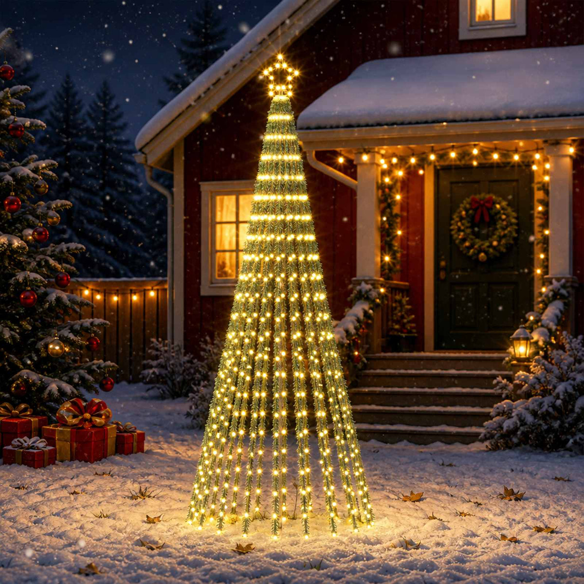 vidaXL LED Christmas Tree 250 cm 475 LEDs Warm White Steel Black