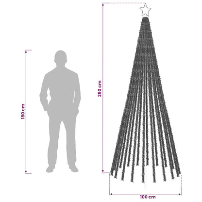 vidaXL LED Christmas Tree 250 cm 475 LEDs Warm White Steel Black
