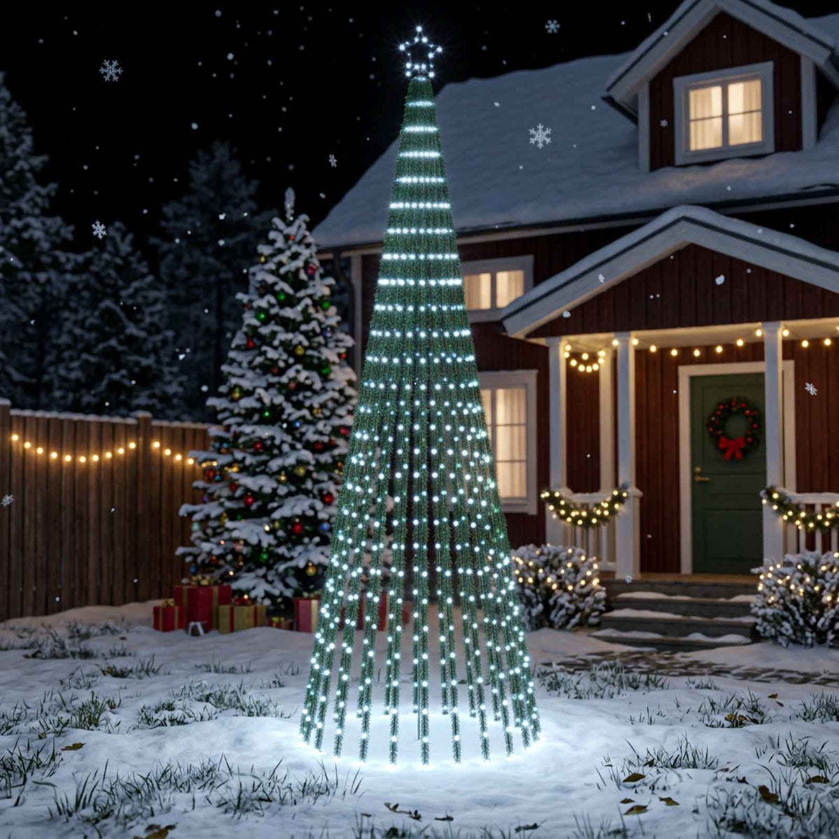 vidaXL LED Christmas Tree 300 cm 668 LEDs Cold White Steel Black