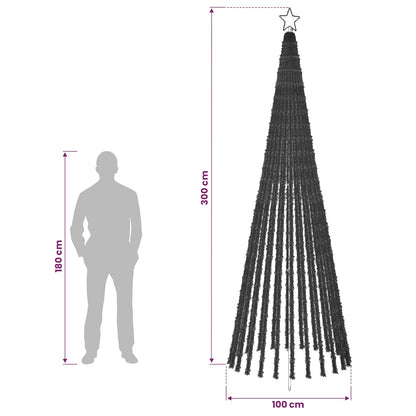 vidaXL LED Christmas Tree 300 cm 668 LEDs Cold White Steel Black