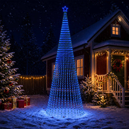 vidaXL LED Christmas Tree 500 cm 1524 LEDs Blue Steel Black