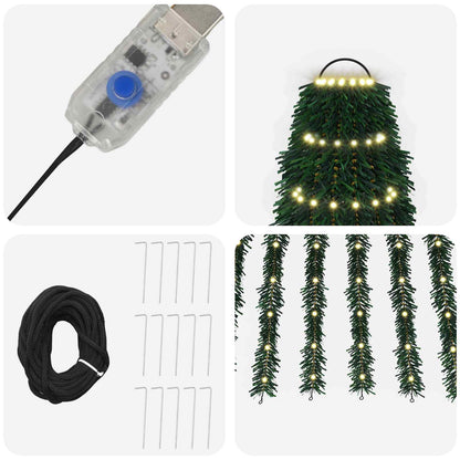 vidaXL LED Christmas Tree 150 cm 240 LEDs Warm White Steel Green
