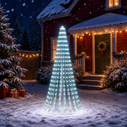 vidaXL LED Christmas Tree 220 cm 460 LEDs Cold White Steel Green