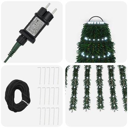 vidaXL LED Christmas Tree 220 cm 460 LEDs Cold White Steel Green
