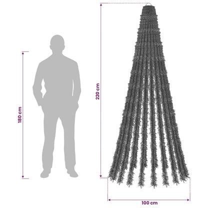 vidaXL LED Christmas Tree 220 cm 460 LEDs Cold White Steel Green