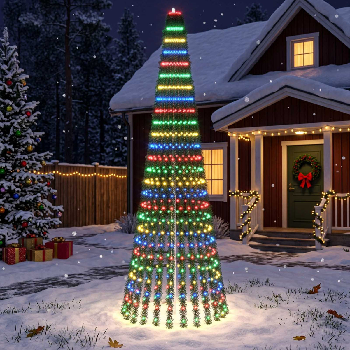 vidaXL LED Christmas Tree EKENAS 270 cm 648 LEDs Multicolour Steel