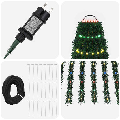 vidaXL LED Christmas Tree EKENAS 270 cm 648 LEDs Multicolour Steel