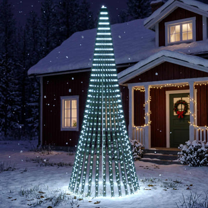 vidaXL LED Christmas Tree 370 cm 1008 LEDs Cold White Steel Green