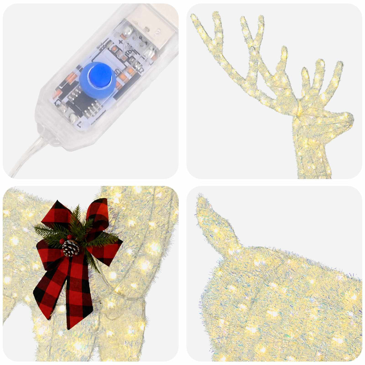 vidaXL 3D Christmas Reindeer LOVIISA 250 LEDs Warm White