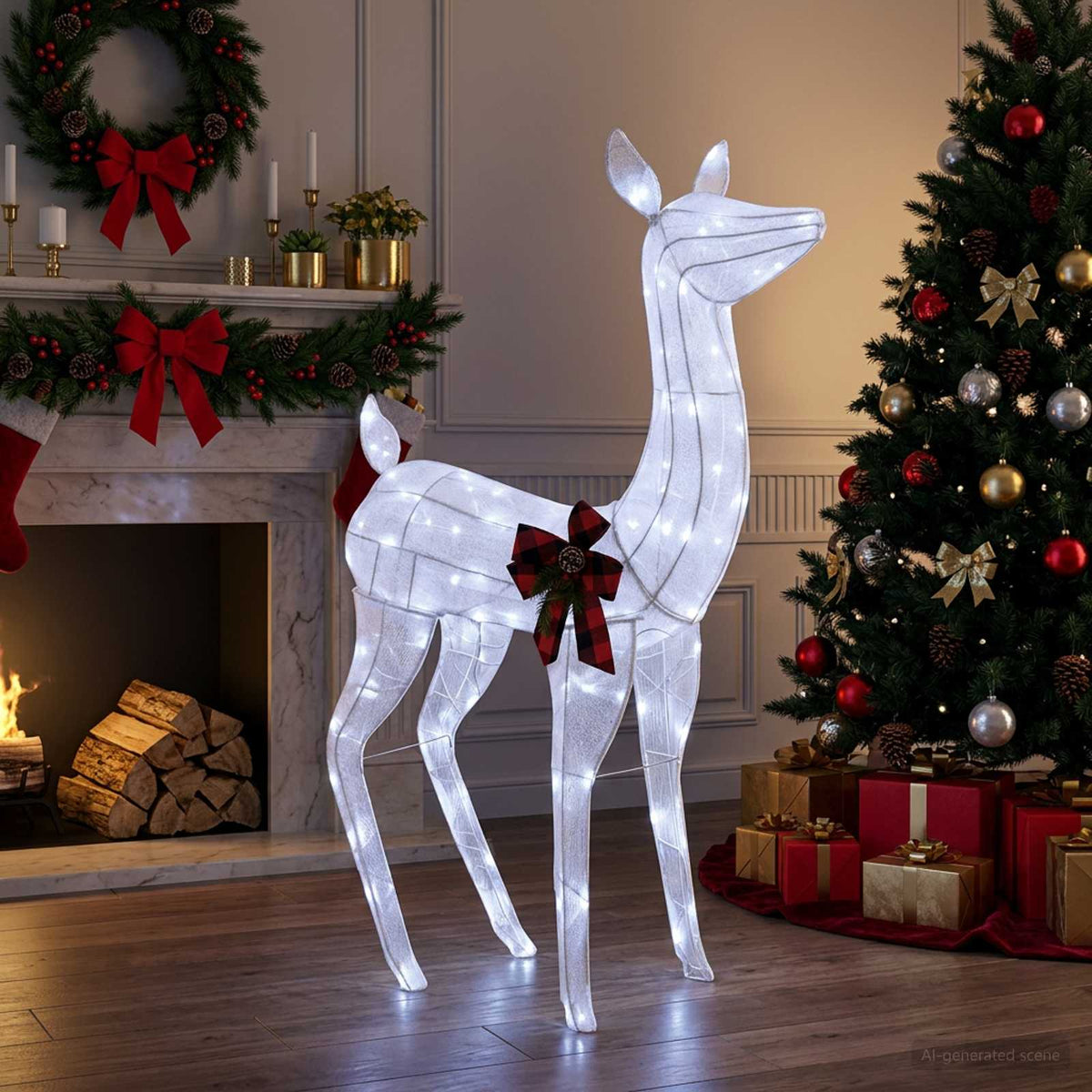 vidaXL 3D Christmas Reindeer LOVIISA 200 LEDs Cold White