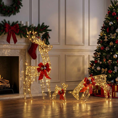 vidaXL Reindeer Family Christmas Decoration 3 pcs 200 LEDs Warm White