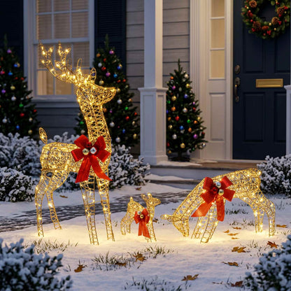 vidaXL Reindeer Family Christmas Decoration 3 pcs 200 LEDs Warm White