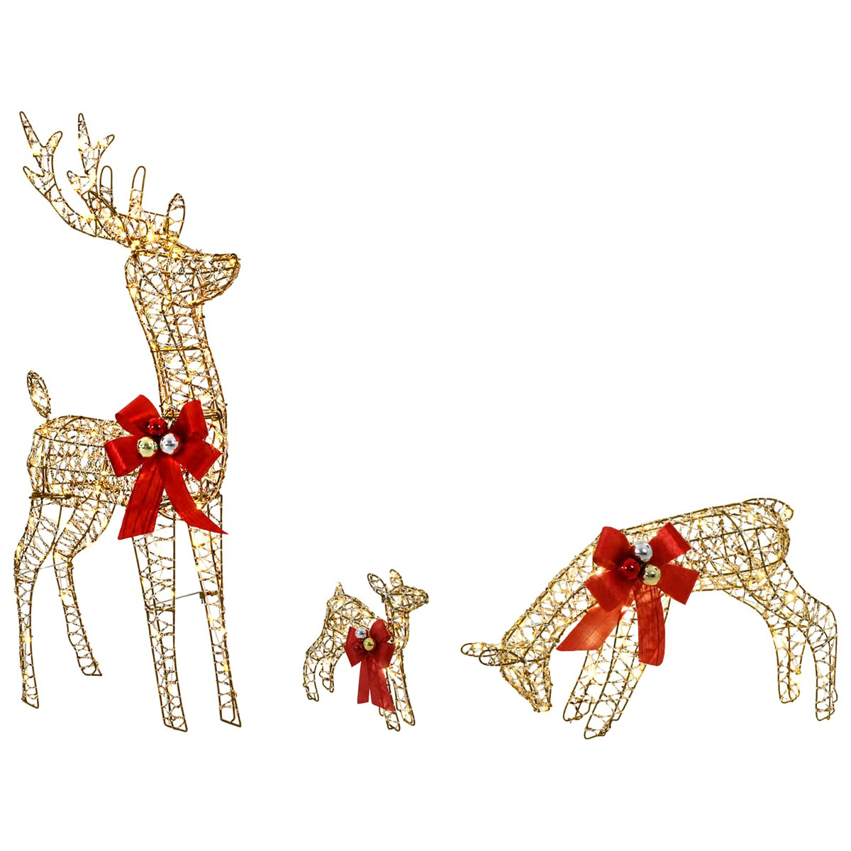 vidaXL Reindeer Family Christmas Decoration 3 pcs 200 LEDs Warm White