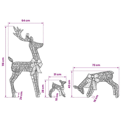vidaXL Reindeer Family Christmas Decoration 3 pcs 200 LEDs Warm White