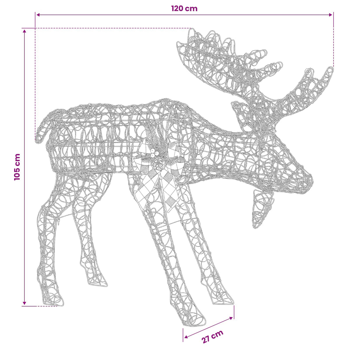 vidaXL Moose Christmas Decoration 170 LEDs Warm White