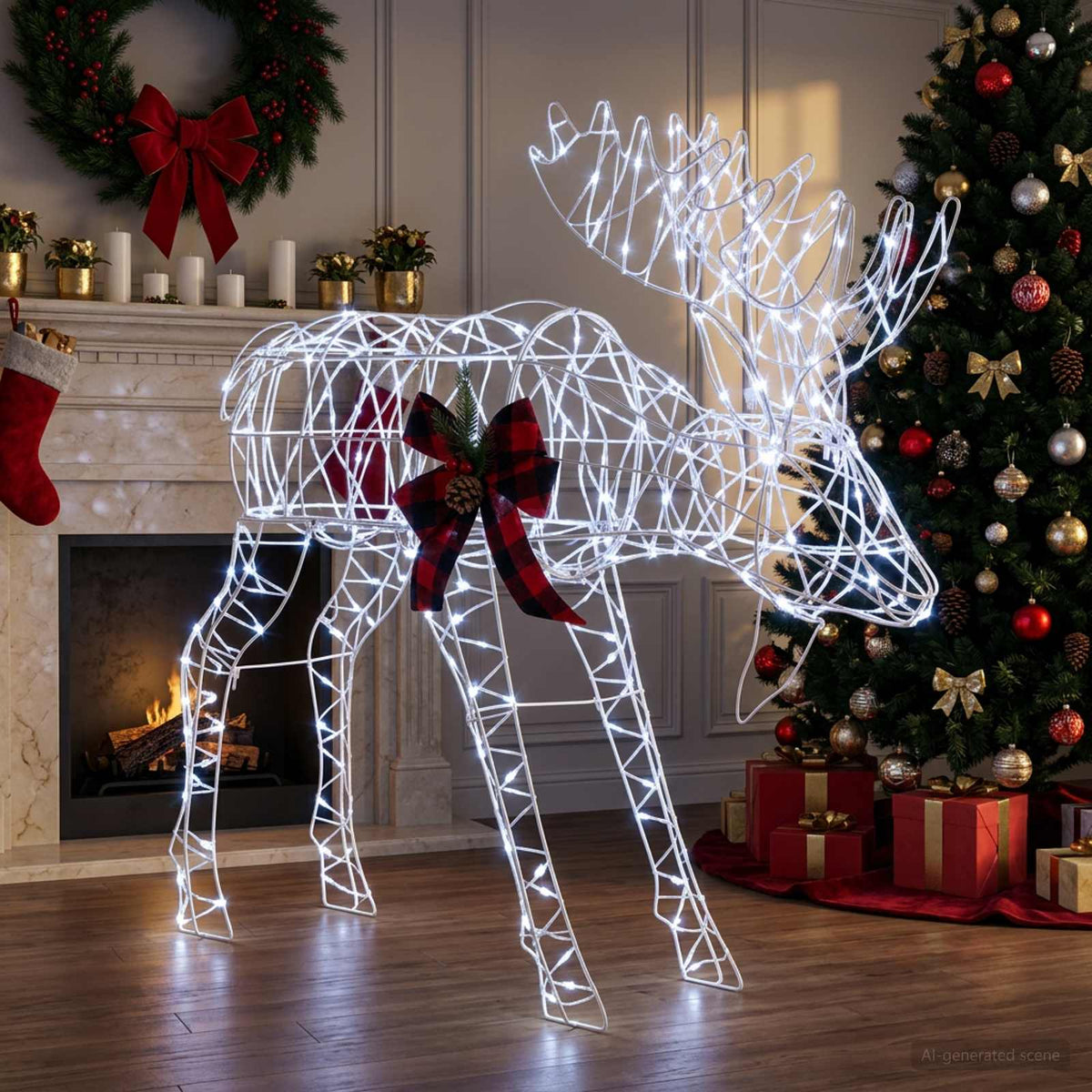 vidaXL Moose Christmas Decoration 340 LEDs Cold White