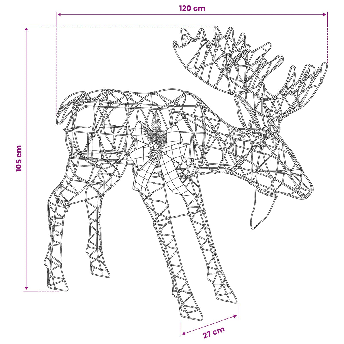 vidaXL Moose Christmas Decoration 340 LEDs Cold White