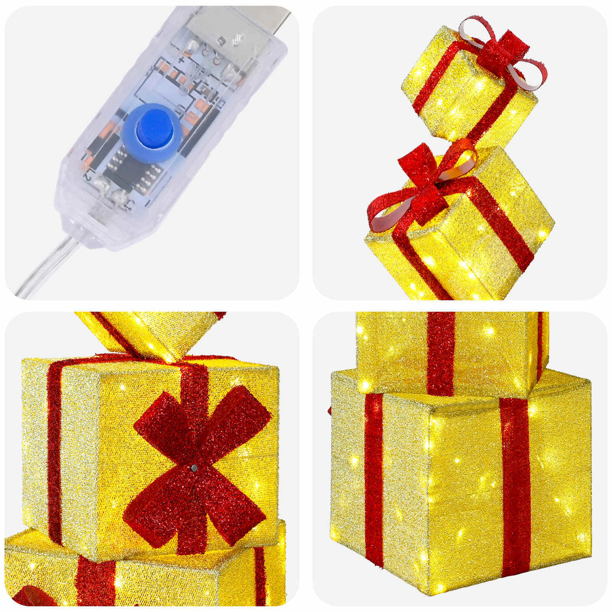 vidaXL Gift Box Christmas Decoration 5 pcs 125 LEDs Warm White
