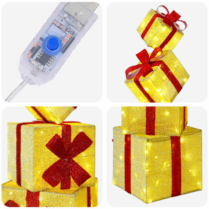 vidaXL Gift Box Christmas Decoration 5 pcs 125 LEDs Warm White