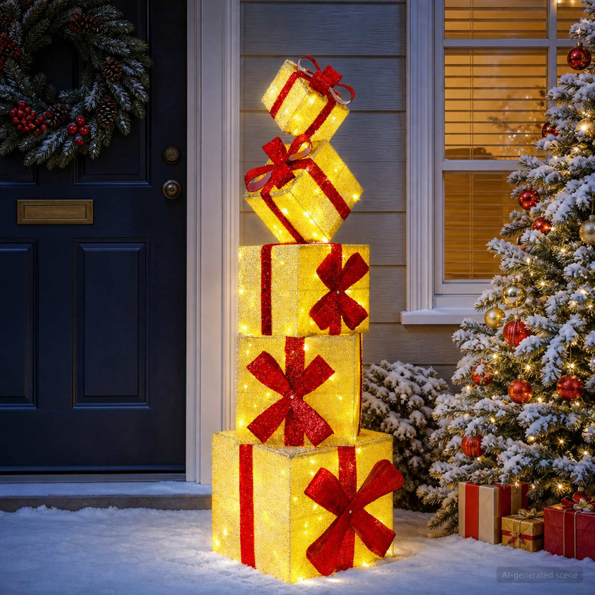 vidaXL Gift Box Christmas Decoration 5 pcs 125 LEDs Warm White