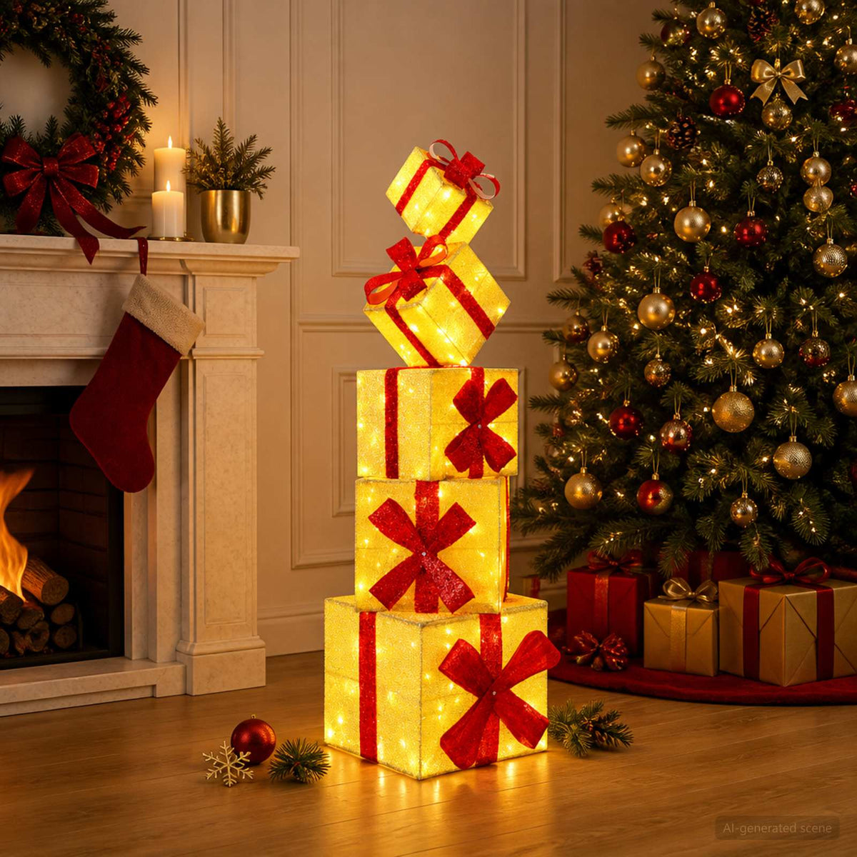 vidaXL Gift Box Christmas Decoration 5 pcs 125 LEDs Warm White