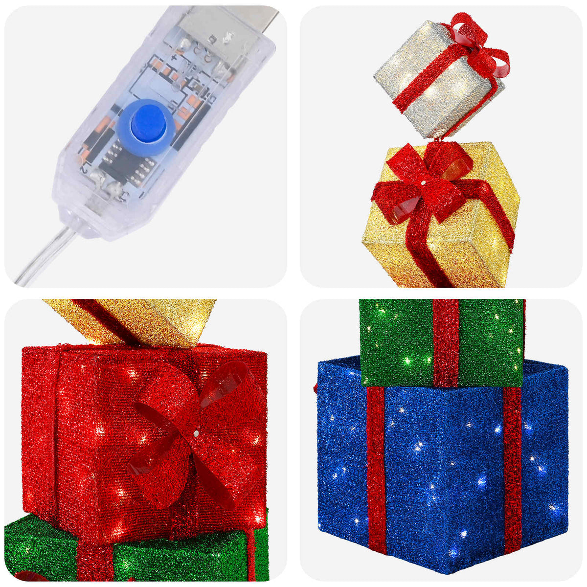 vidaXL Gift Box Christmas Decoration 5 pcs 125 LEDs Warm White