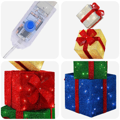 vidaXL Gift Box Christmas Decoration 5 pcs 125 LEDs Warm White
