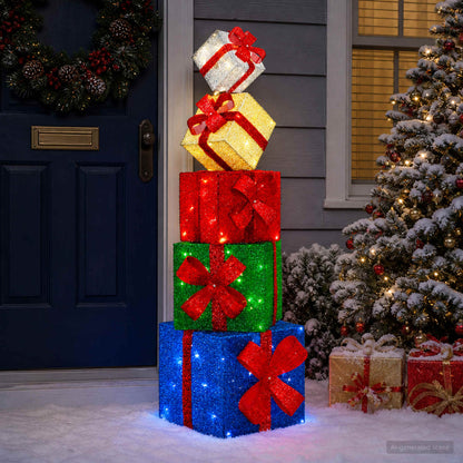 vidaXL Gift Box Christmas Decoration 5 pcs 125 LEDs Warm White