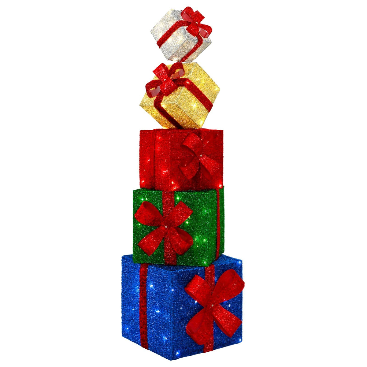 vidaXL Gift Box Christmas Decoration 5 pcs 125 LEDs Warm White