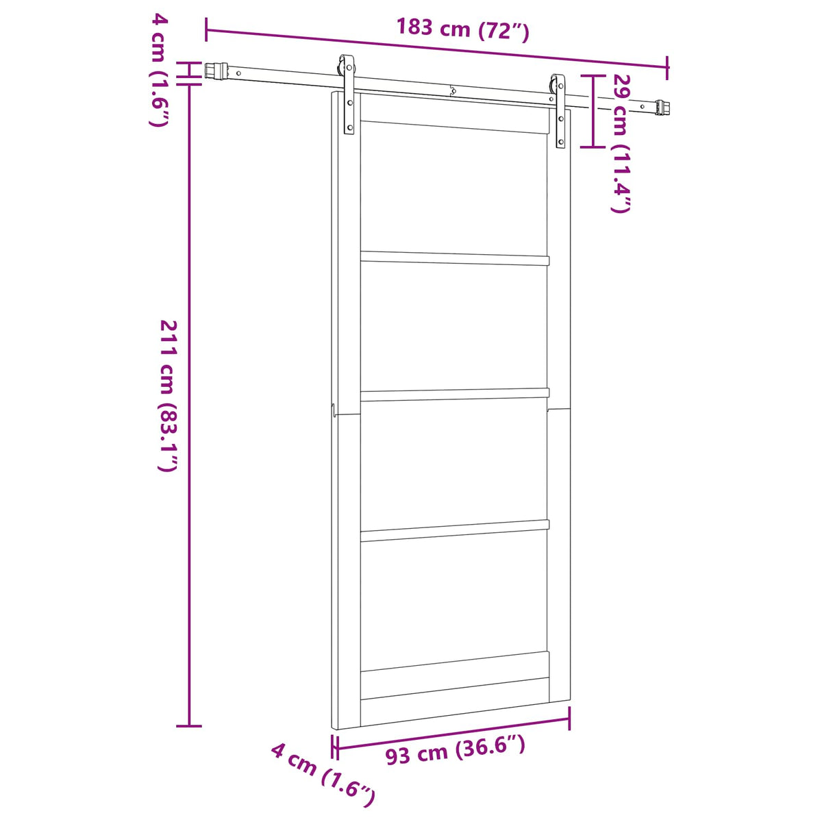 vidaXL Sliding Door 93 x 211 cm Engineered Wood White and Black