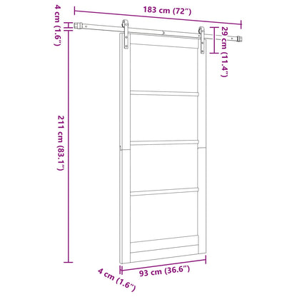 vidaXL Sliding Door 93 x 211 cm Engineered Wood White and Black