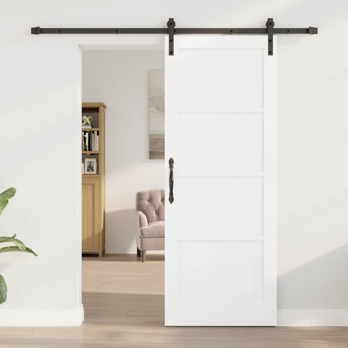 vidaXL Sliding Door 78 x 202 cm Engineered Wood White and Black