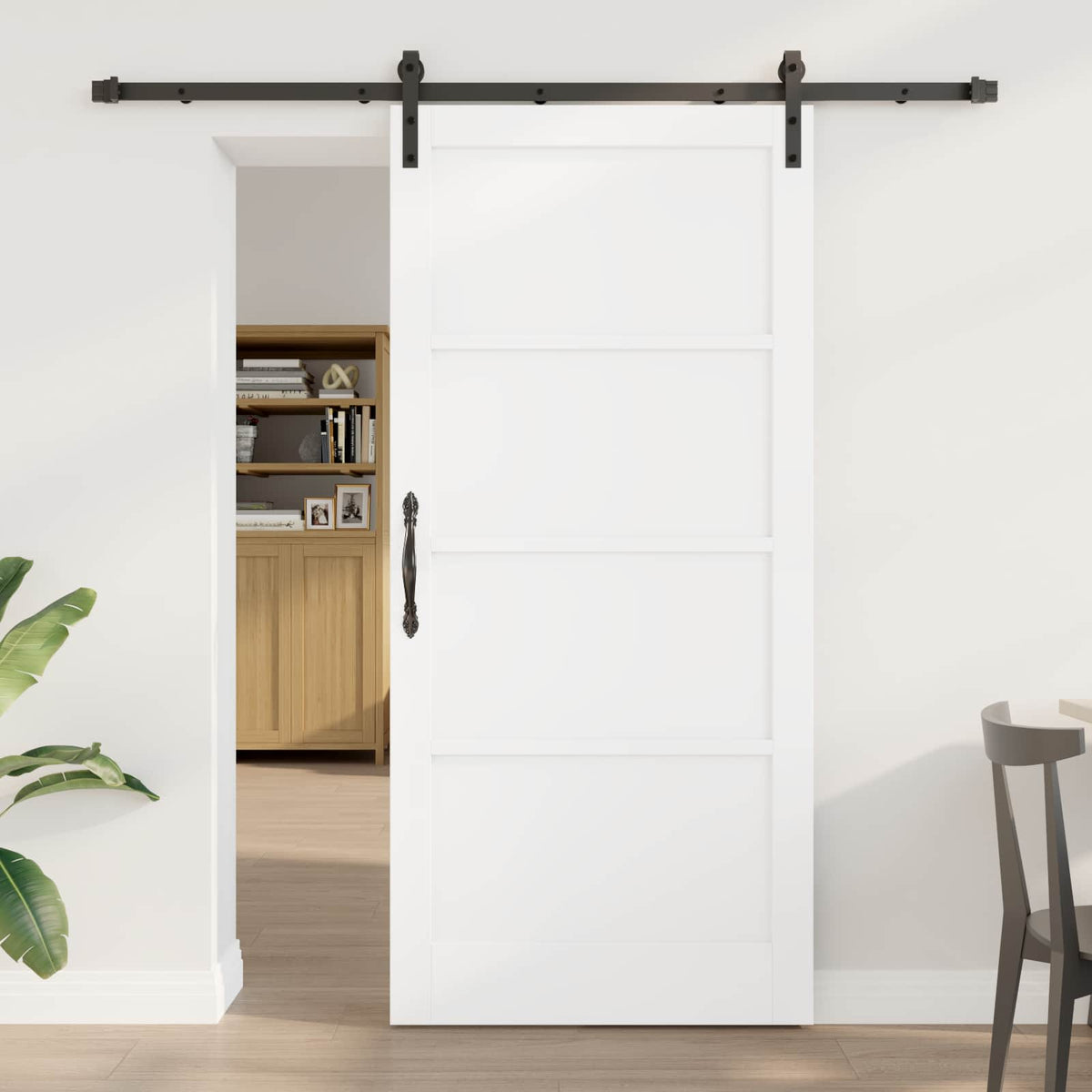 vidaXL Sliding Door 93 x 202 cm Engineered Wood White and Black