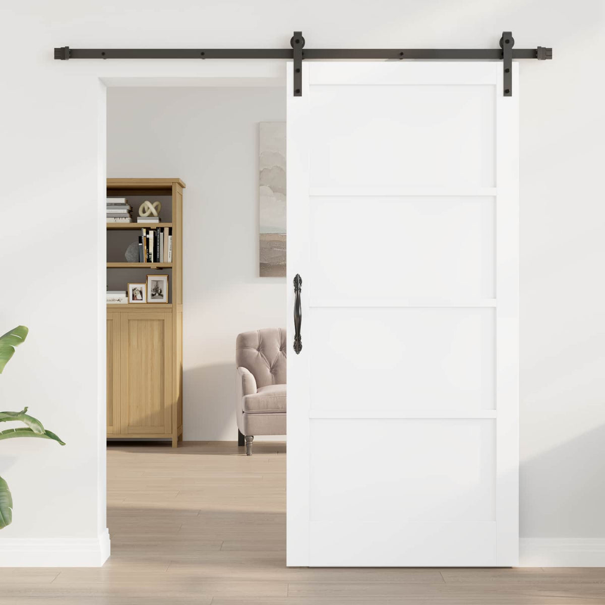 vidaXL Sliding Door 93 x 202 cm Engineered Wood White and Black