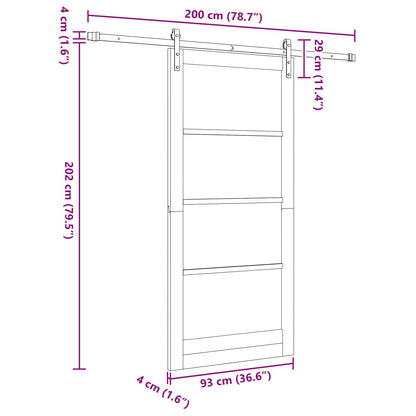 vidaXL Sliding Door 93 x 202 cm Engineered Wood White and Black