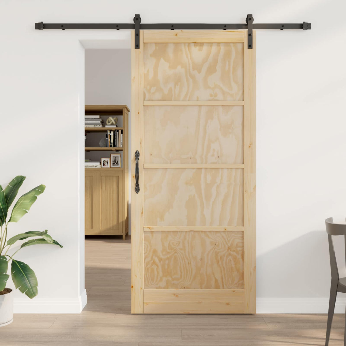 vidaXL Sliding Door 93 x 211 cm Engineered Wood Natural and Black