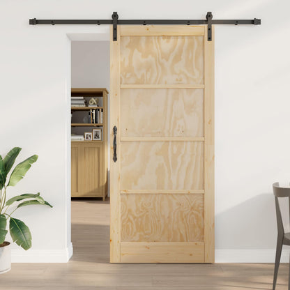 vidaXL Sliding Door 93 x 211 cm Engineered Wood Natural and Black