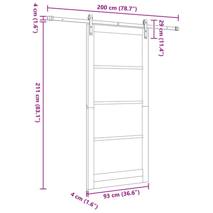 vidaXL Sliding Door 93 x 211 cm Engineered Wood Natural and Black