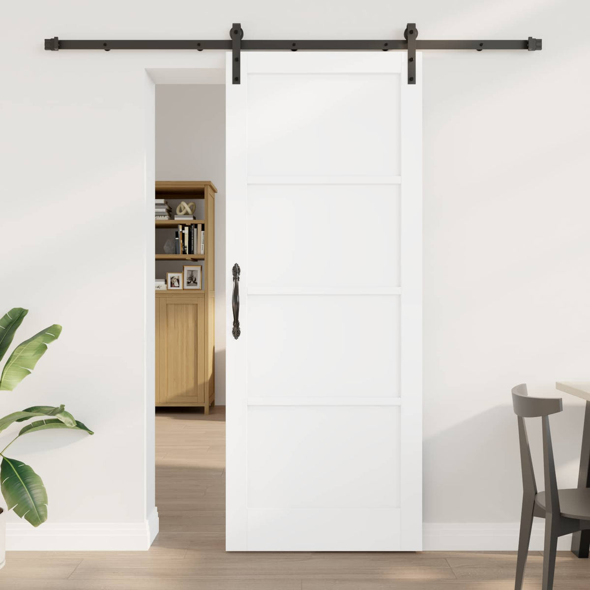 vidaXL Sliding Door 83 x 211 cm Engineered Wood White and Black