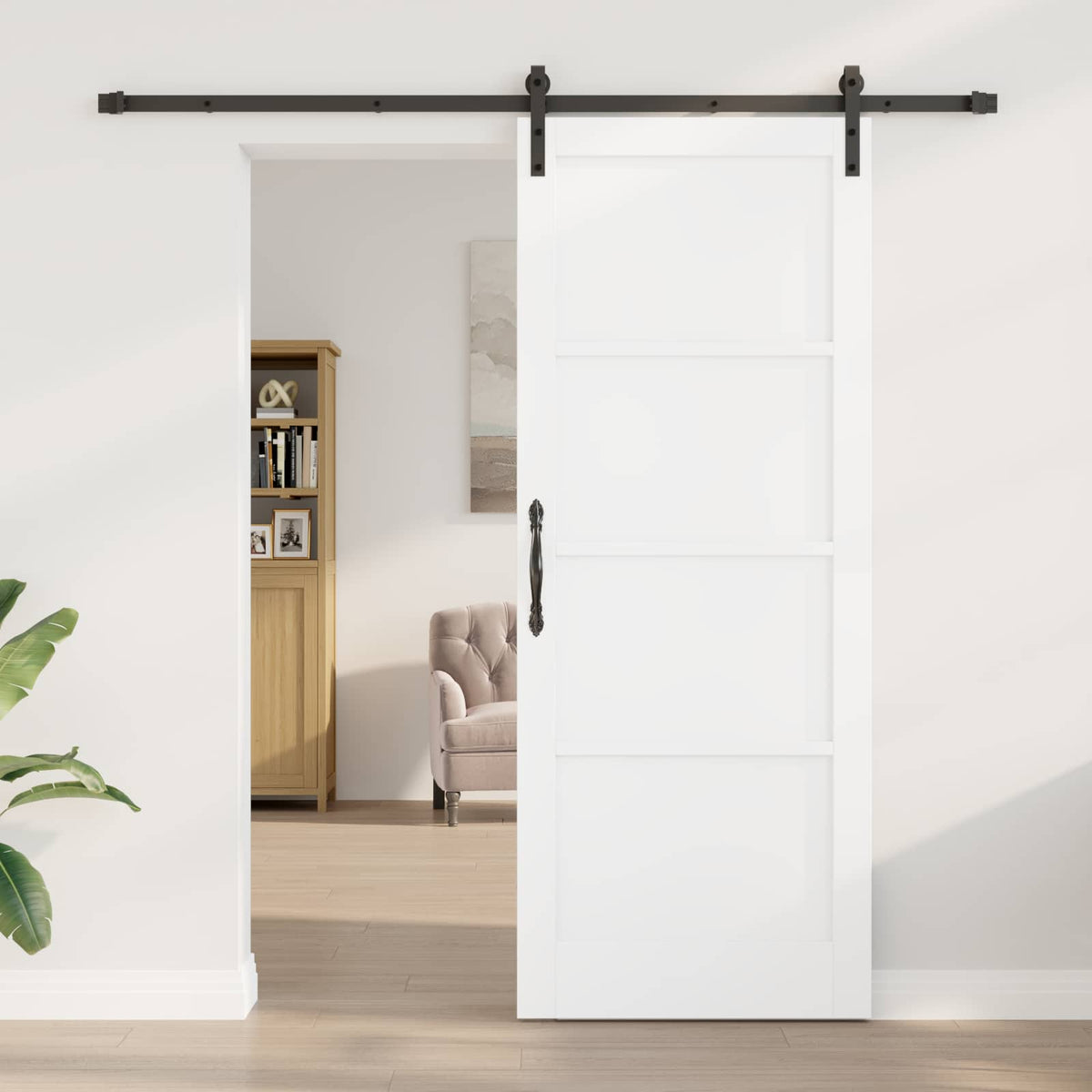 vidaXL Sliding Door 83 x 211 cm Engineered Wood White and Black