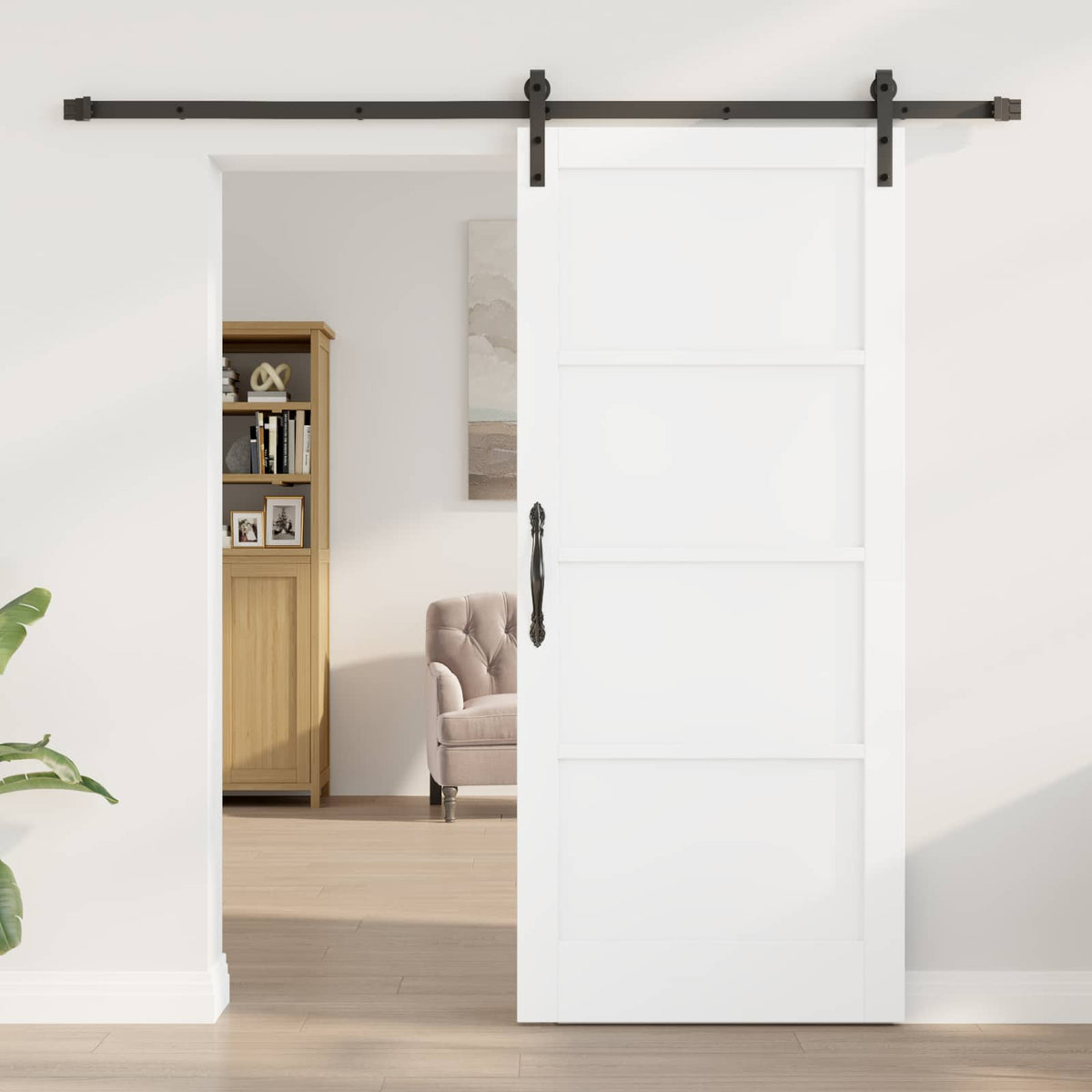 vidaXL Sliding Door 86 x 198.5 cm Engineered Wood White and Black