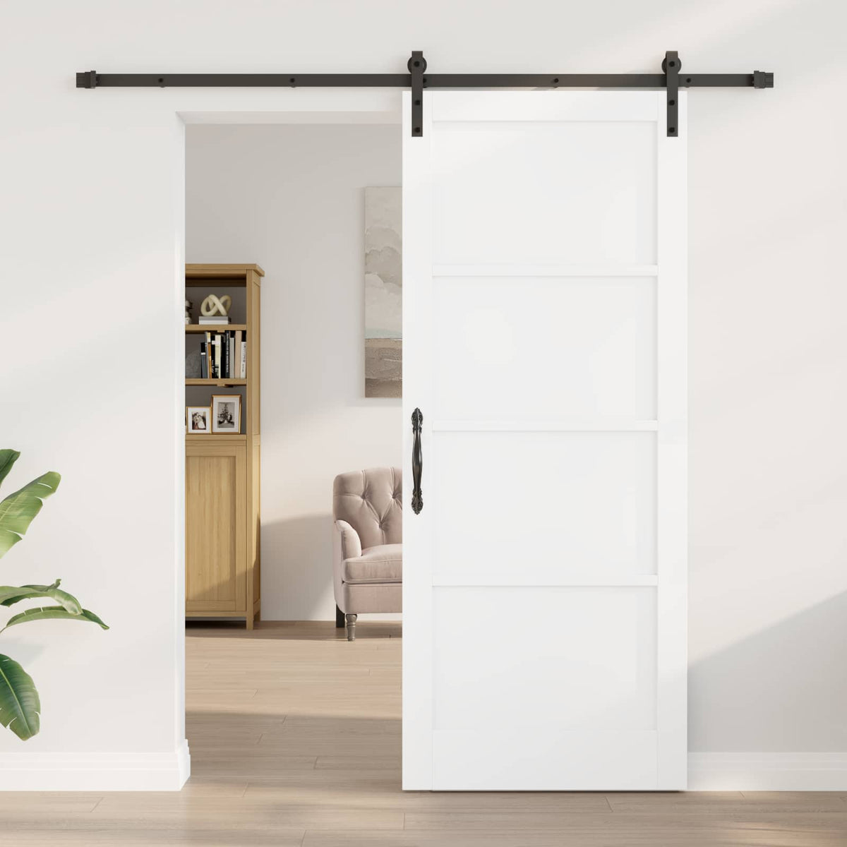 vidaXL Sliding Door 86 x 211 cm Engineered Wood White and Black