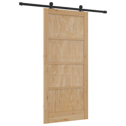 vidaXL Sliding Door 93 x 202 cm Engineered Wood Natural and Black